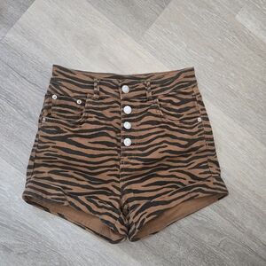Tiger Print High Waist Women's Shorts